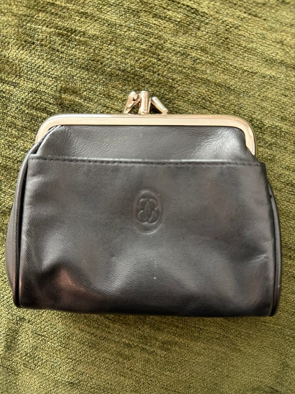 Vintage Buxton black leather coin purse wallet
